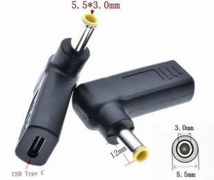 Kolega-Power Adapter PD (Power Delivery) trigger 18-20v Type-C (female) (max 5a, 100w) to 5.5x3.0 or 5.0x3.0mm (+_0
