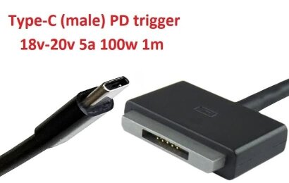 Kolega-Power Adapter cable trigger PD 19v Type-C (max 5a, 100w) to Magnetic 5pin TX300 (for Asus)_0