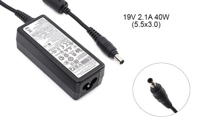 Kolega-Power Laptop power supply adapter for Samsung 19v 2.1a 40w 5.5x3.0 or 5.0x3.0mm (+pin)_0