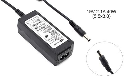 Kolega-Power Laptop power supply adapter for Samsung 19v 2.1a 40w 5.5x3.0 or 5.0x3.0mm (+pin)_0
