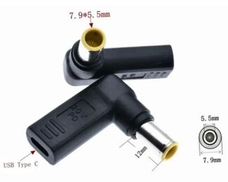 Kolega-Power Adapter PD (Power Delivery) trigger 20v Type-C (female) (max 5a, 100w) to 7.9x5.5 or 8.0x7.4mm (+_0
