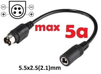 Kolega-Power Adapter cable 15cm 5.5x2.5(2.1) to 4pin UP (Kycon)_0