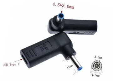 Kolega-Power Adapter PD (Power Delivery) trigger 19.5v Type-C (female) (5a, 100w) to 4.5x3.0mm (+pin) for HP_0