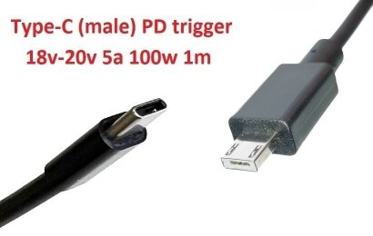 Kolega-Power Кабель-переходник триггер PD 18-20v Type-C for Asus X205 (max 5a, 100w) на 6.0x2.0mm 3pin mUSB_0